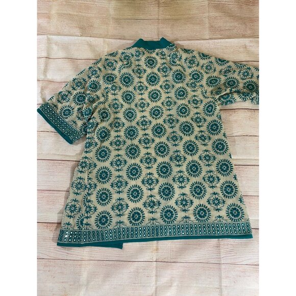 NWT Soft Surroundings Women's Teal Open Front Embellished Kimono - L/XL - Picture 12 of 12